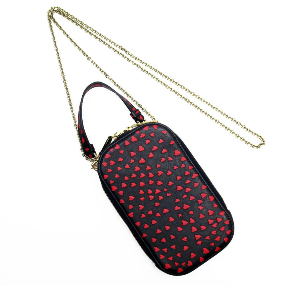 Christian Dior Phone Holder Leather Crossbody Bag Navy Blue Red